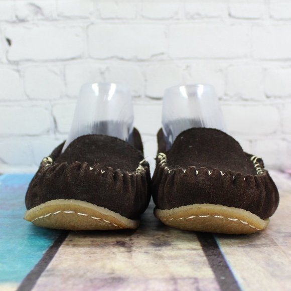 Bearpaw Brown Suede Shearling Lined Moccasin Slip On Slippers Size 10 - Picture 7 of 9